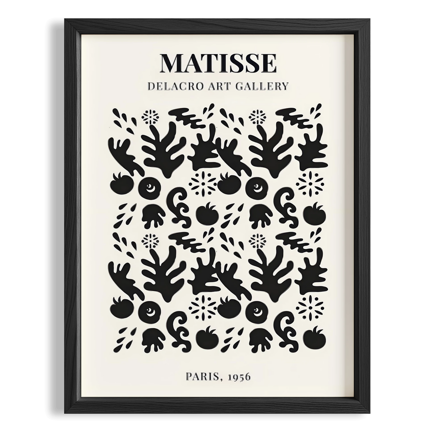 Matisse Kağıt Kesimleri Serisi Siyah Minimalist Soyut Dal Desenleri I Duvar Tablosu