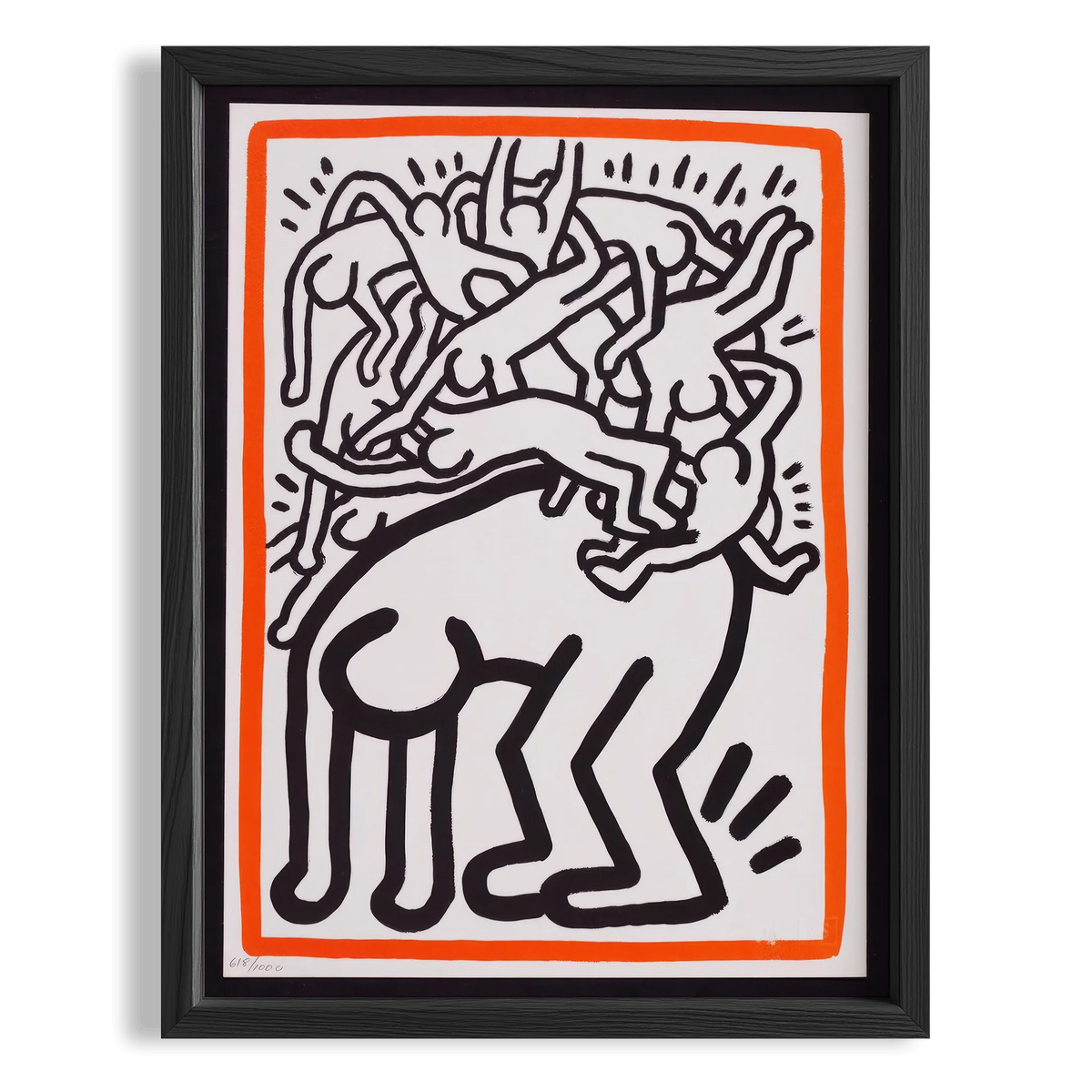 Dans Eden Figür - Keith Haring Ahşap Duvar Tablosu