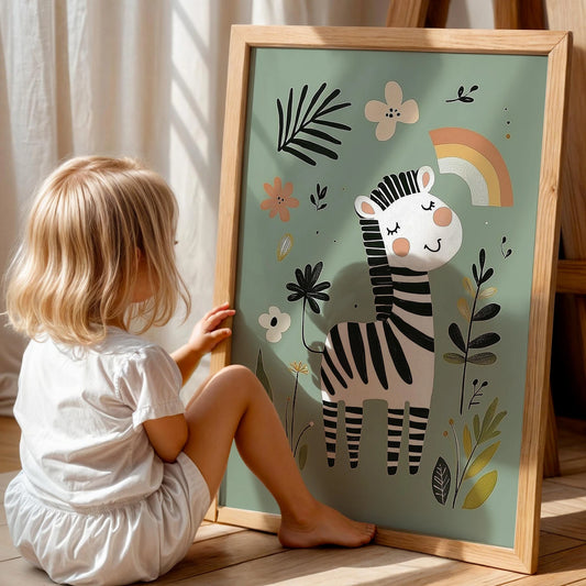 Çizgili Zebra Çocuk Odası Ahşap Tablo