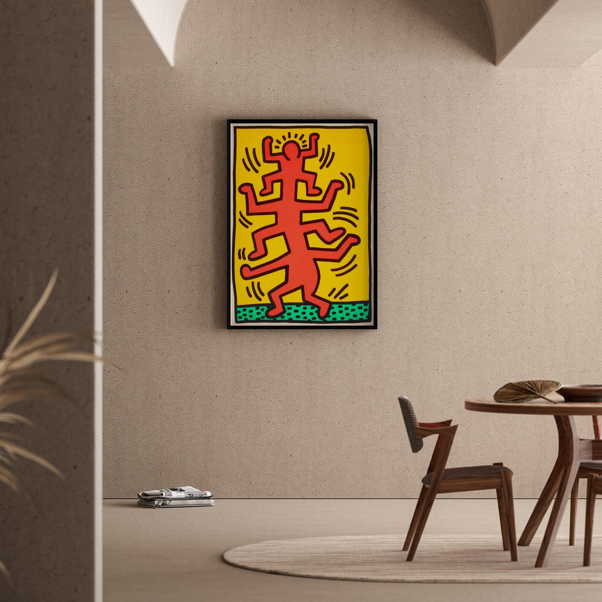 Dans Eden Figür - Keith Haring Ahşap Duvar Tablosu