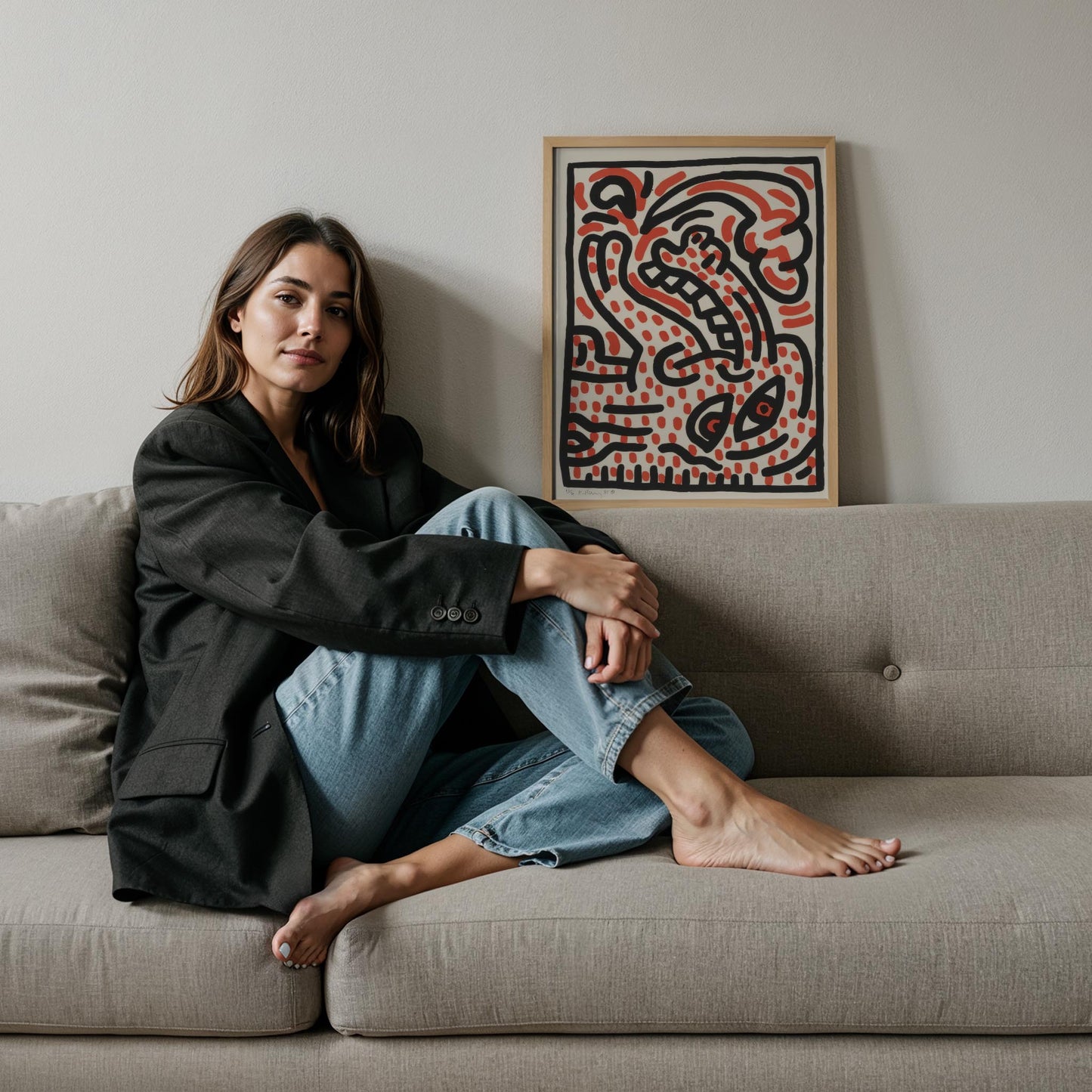 Soyut Desen - Keith Haring Ahşap Duvar Tablosu