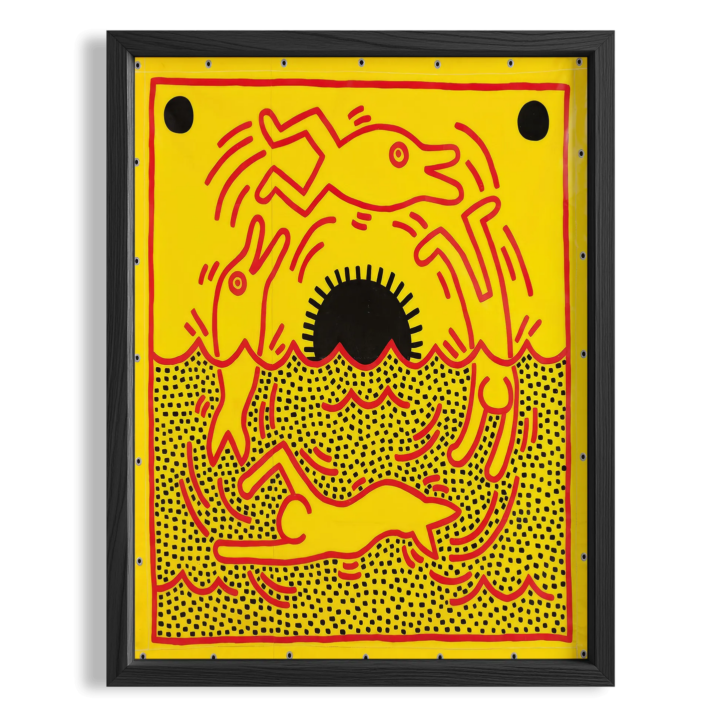 Kara Delik - Keith Haring Ahşap Duvar Tablosu