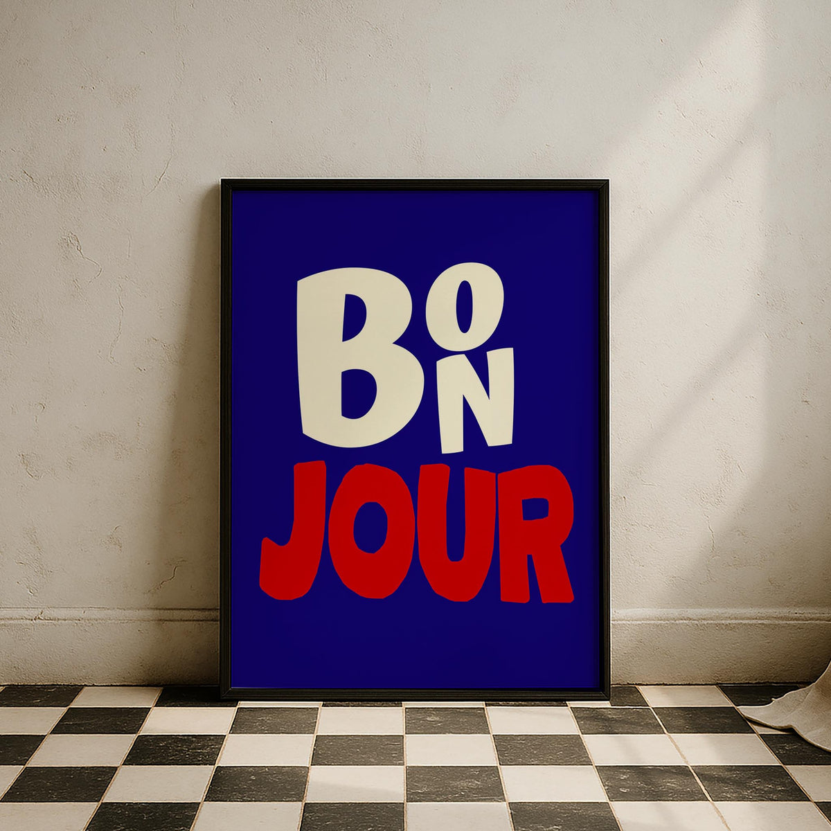 Bonjour Tipografi Mutfak Duvar Tablosu