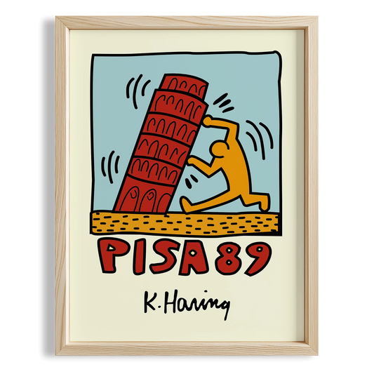 Pisa Kulesi - Keith Haring Ahşap Duvar Tablosu