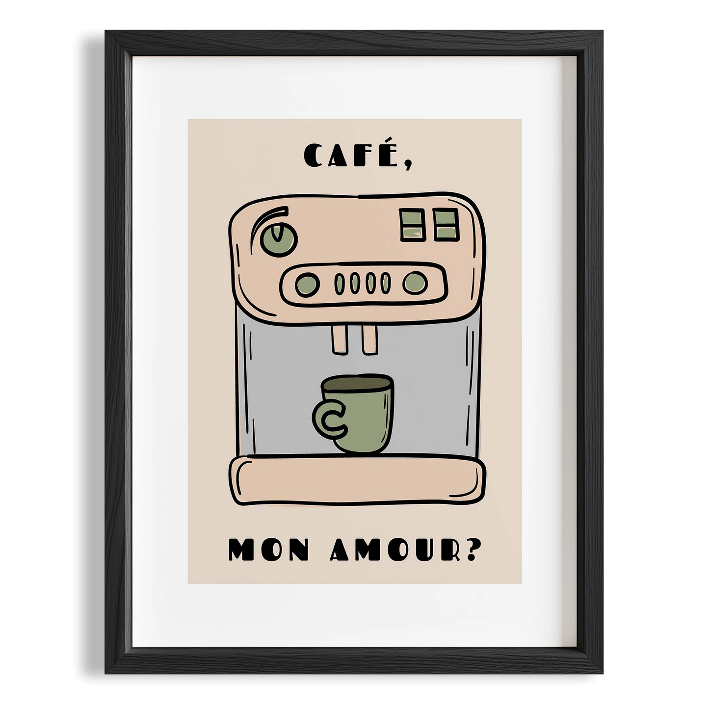Cafe Mon Amour Kahve Makinesi Mutfak Duvar Tablosu