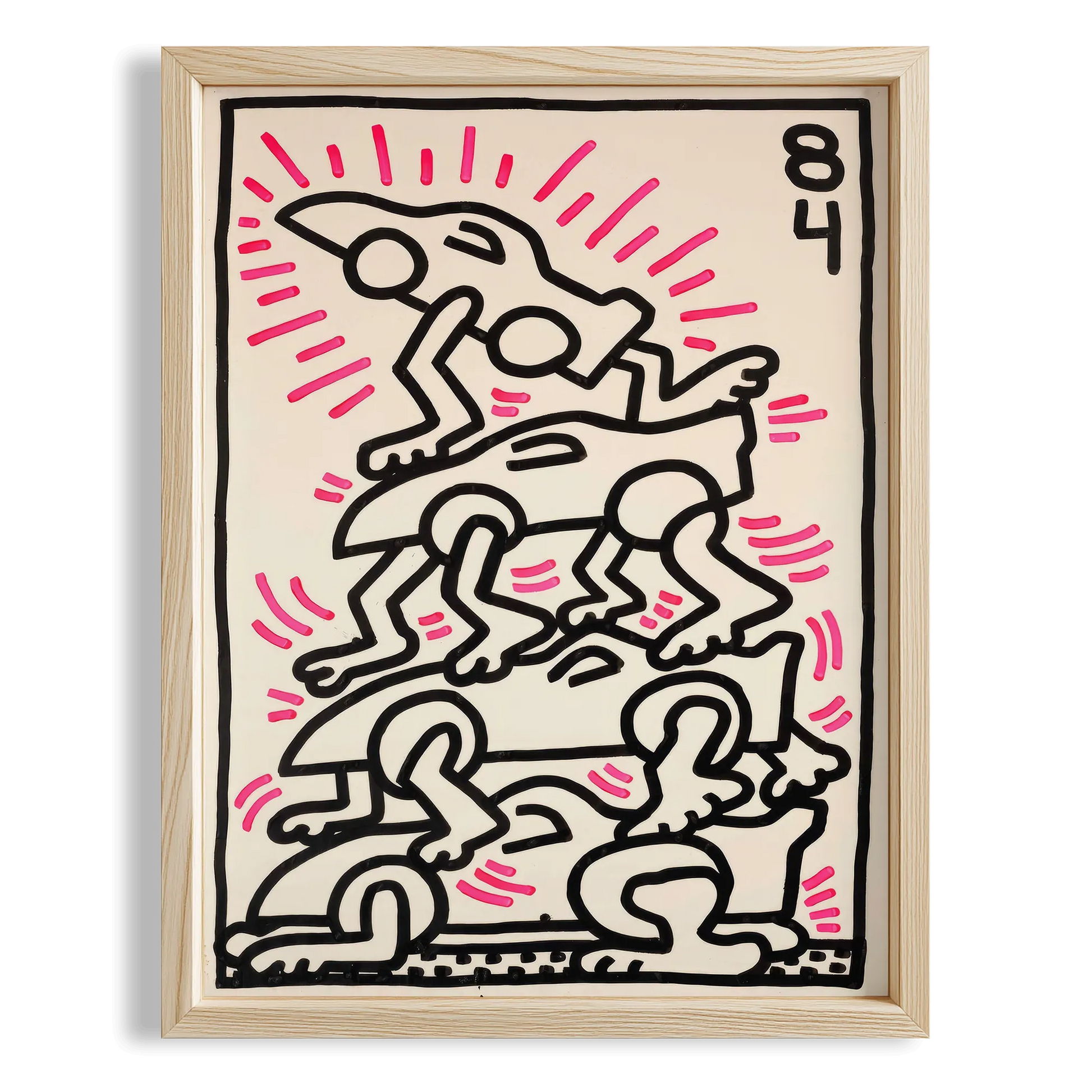 Üst Üste Dans Edenler - Keith Haring Ahşap Duvar Tablosu