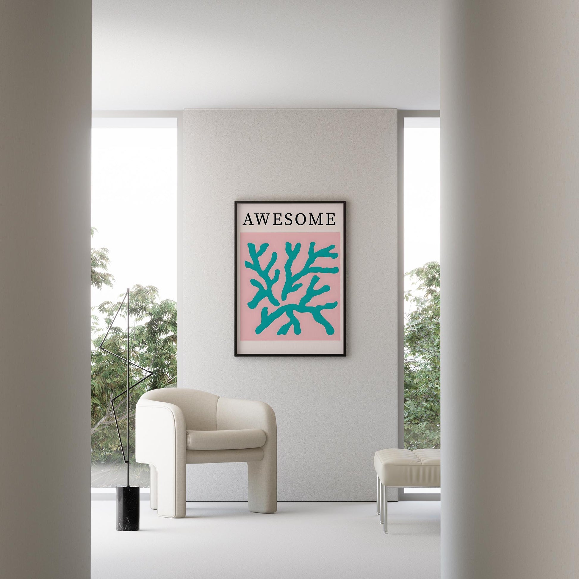 Matisse Kağıt Kesimleri Abstract Serisi AWESOME Tipografi I Duvar Tablosu