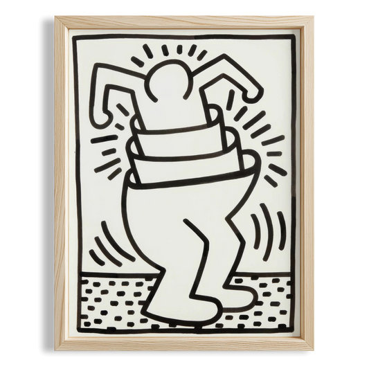 Sallanan Figür - Keith Haring Ahşap Duvar Tablosu