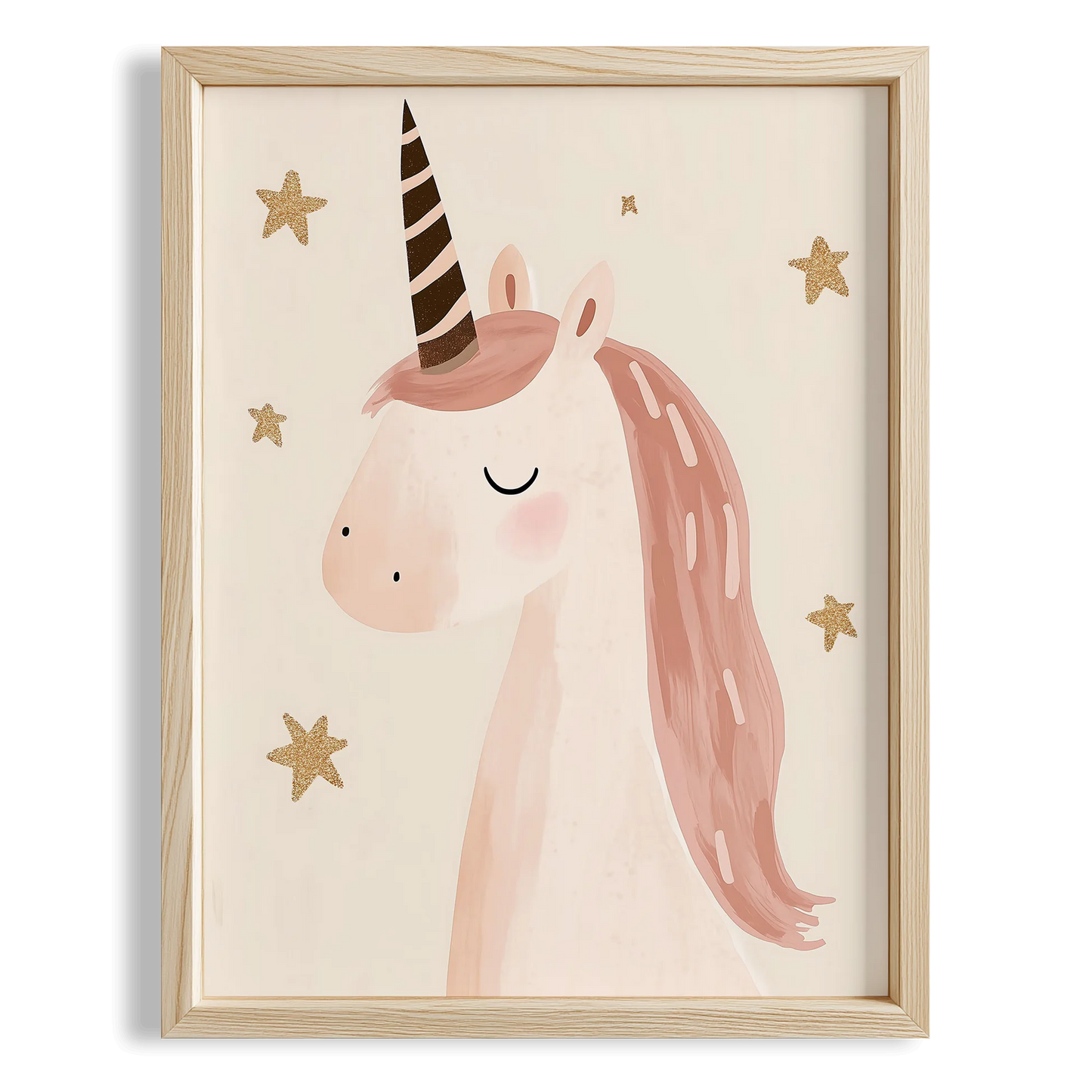 Masalsı Pembe Unicorn Bohem Kız Çocuk Odası Ahşap Tablo