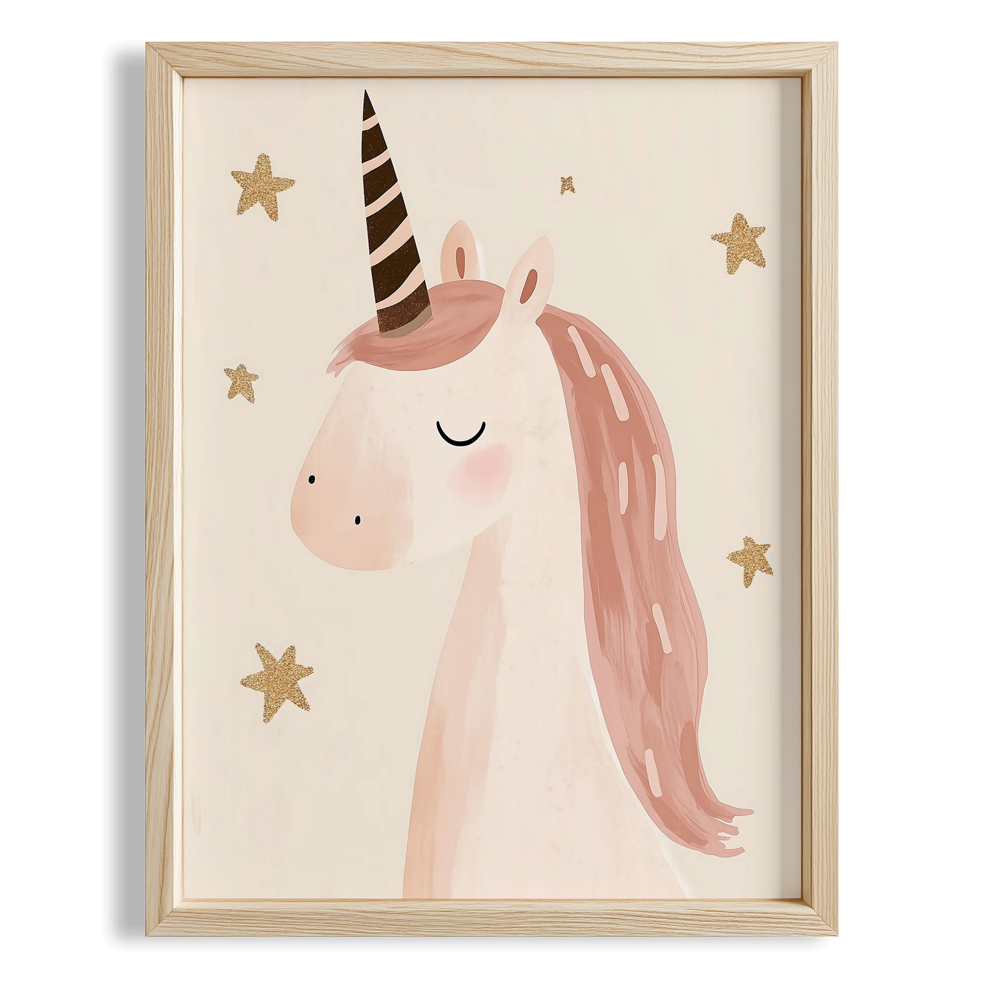 Masalsı Pembe Unicorn Bohem Kız Çocuk Odası Ahşap Tablo