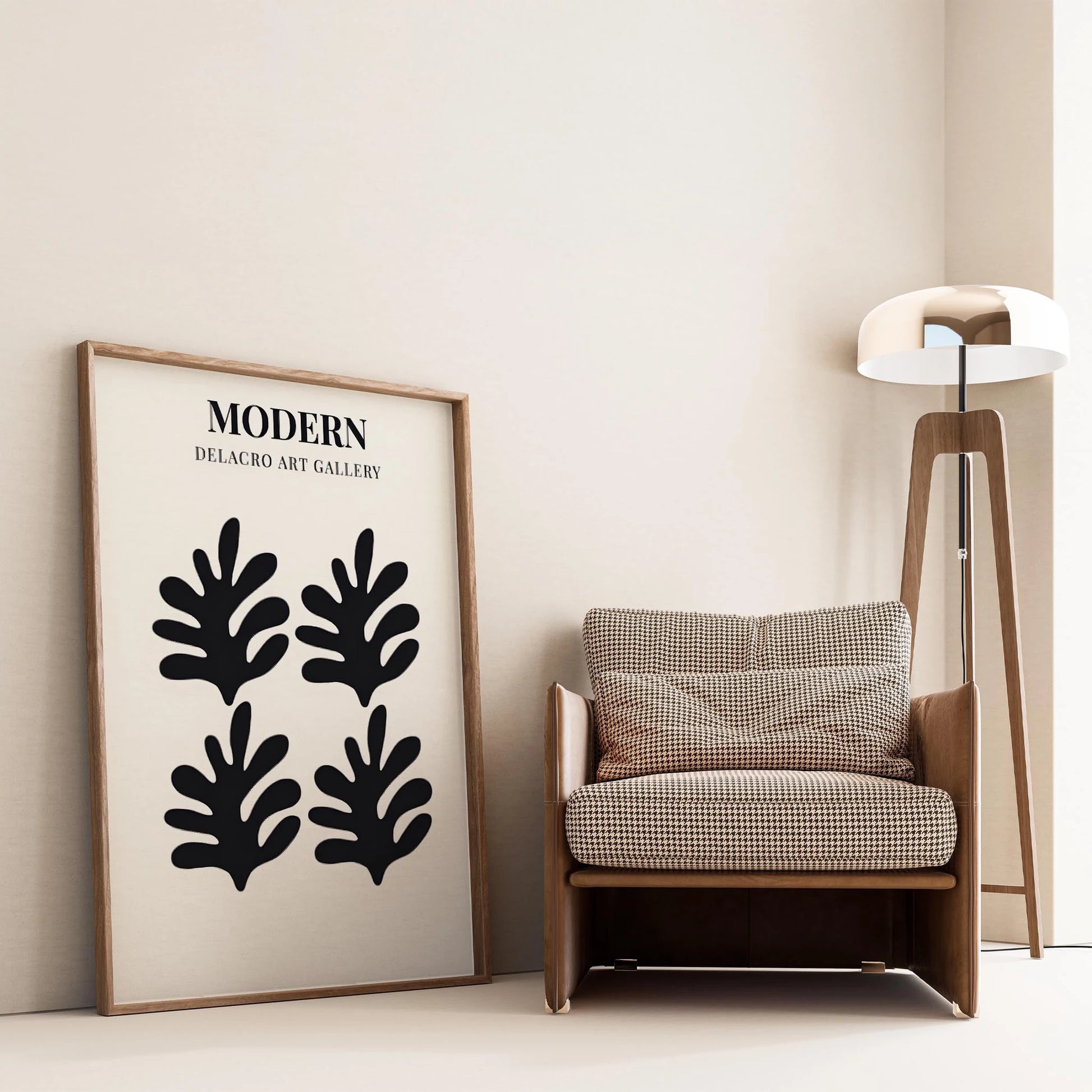 Matisse Kağıt Kesimleri Serisi Siyah Minimalist Soyut Dallar I Duvar Tablosu