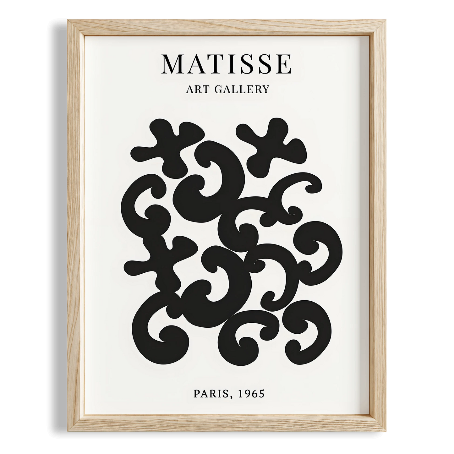 Matisse Kağıt Kesimleri Serisi Siyah Soyut Dal ve Çiçekler I Duvar Tablosu