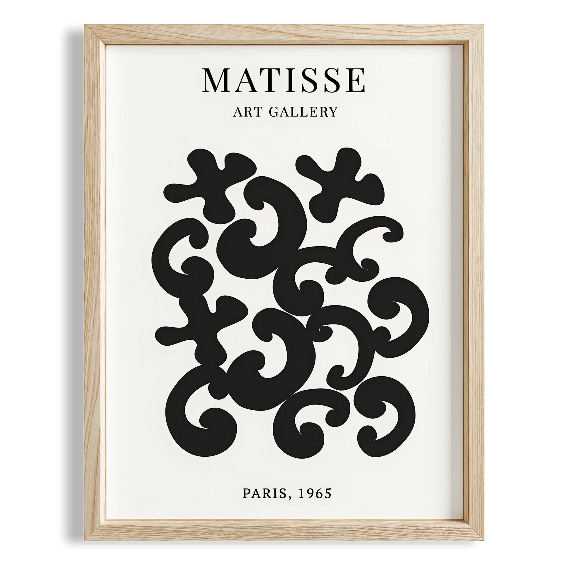 Matisse Kağıt Kesimleri Serisi Siyah Soyut Dal ve Çiçekler I Duvar Tablosu