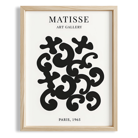 Matisse Kağıt Kesimleri Serisi Siyah Soyut Dal ve Çiçekler I Duvar Tablosu