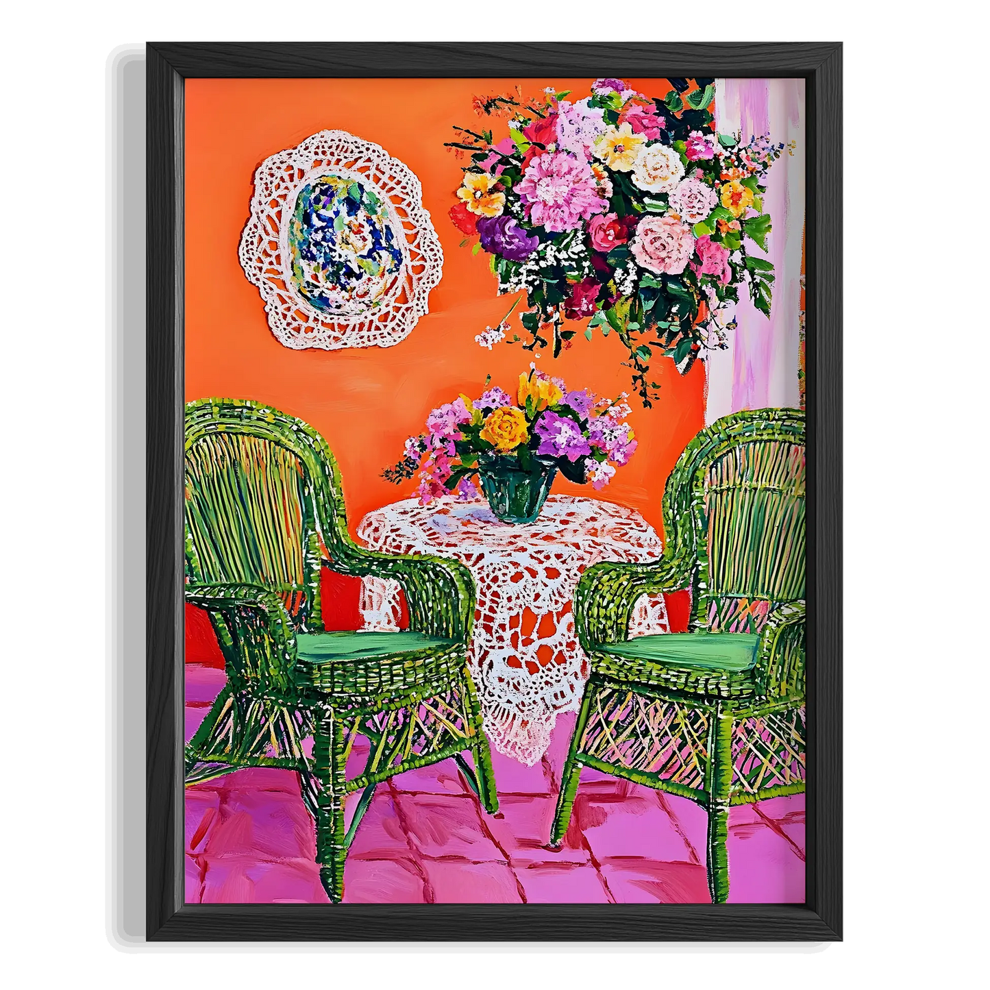 Henri Matisse İlhamlı Bahçe Terasında Renkli Sohbet Yağlı Boya I Duvar Tablosu