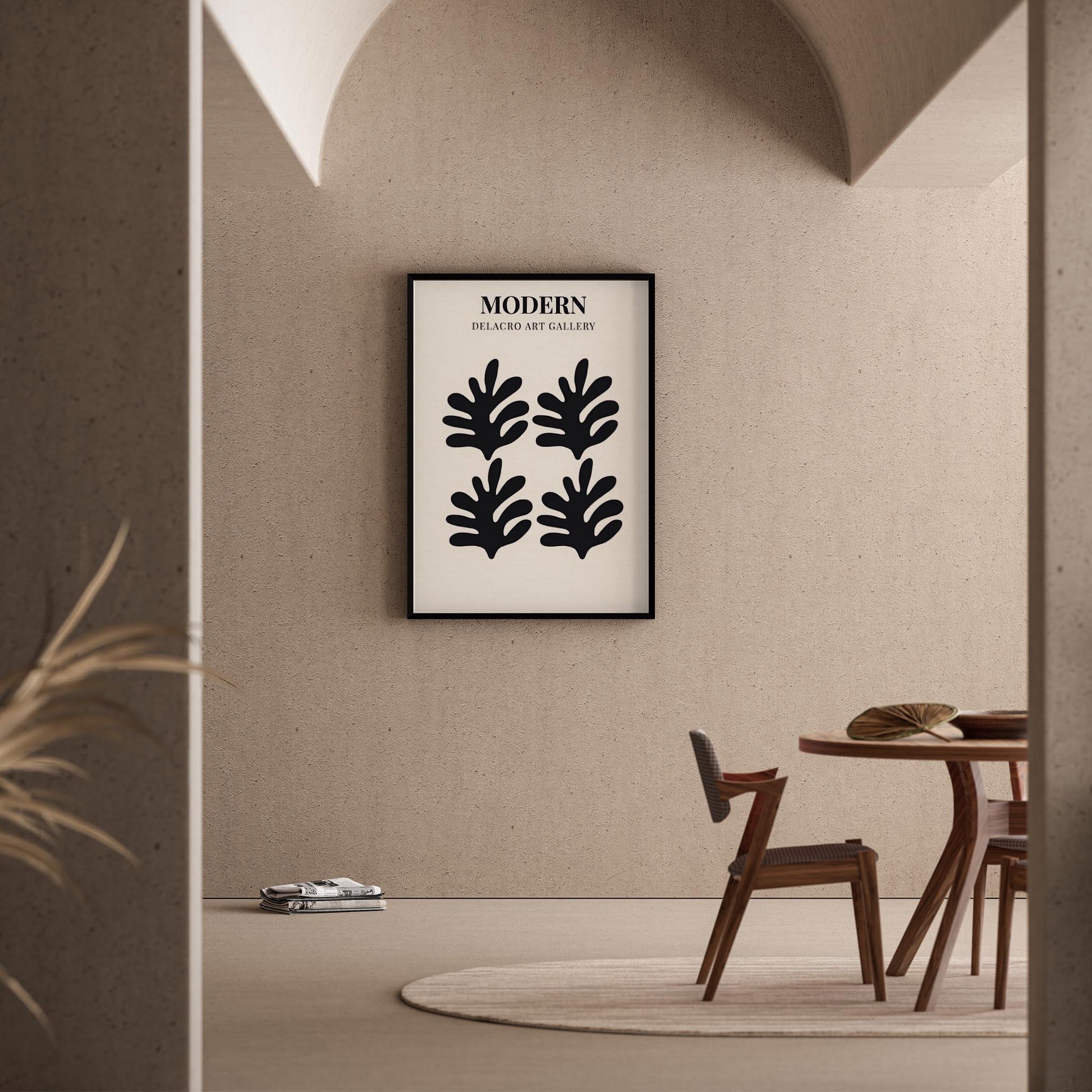 Matisse Kağıt Kesimleri Serisi Siyah Minimalist Soyut Dallar I Duvar Tablosu