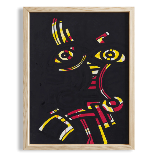 Neon Yüz - Keith Haring Ahşap Duvar Tablosu