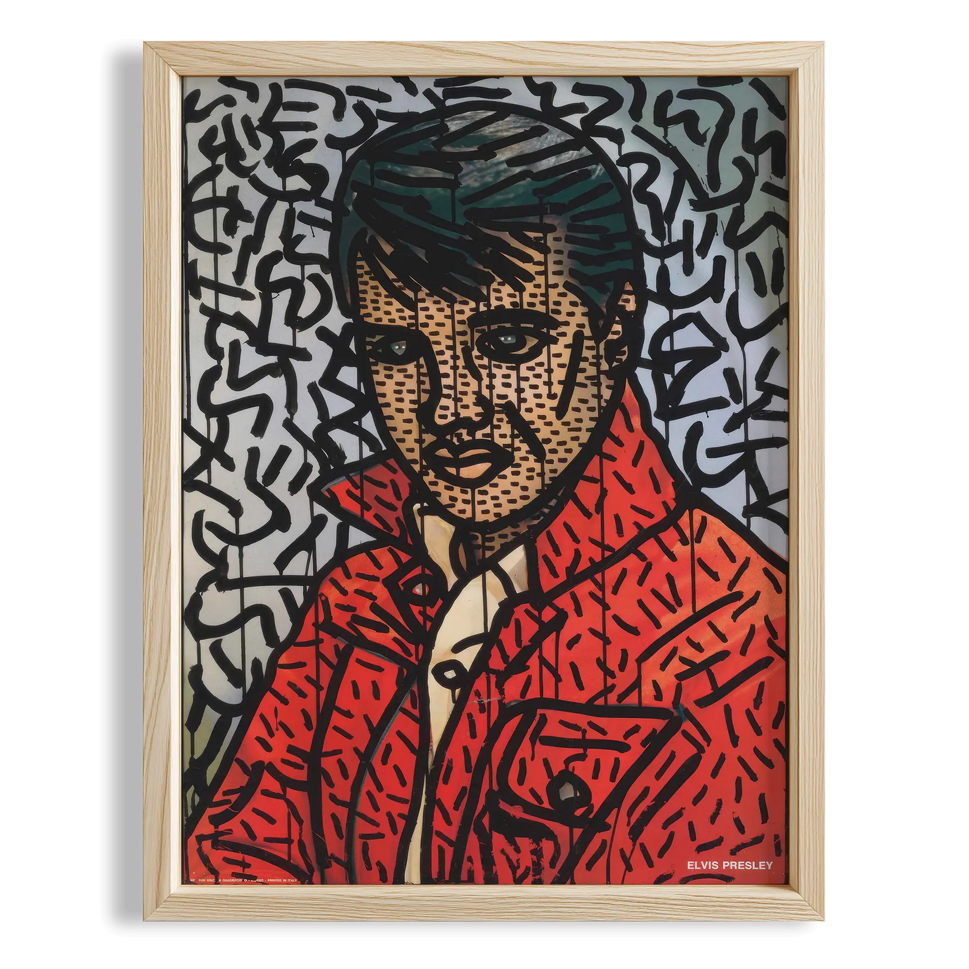 Kırmızı Ceketli Adam - Keith Haring Ahşap Duvar Tablosu