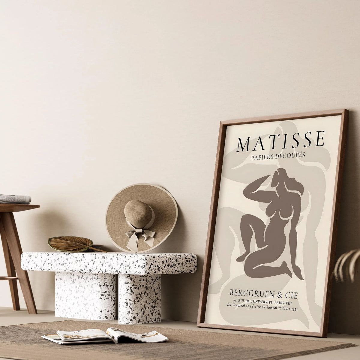 Matisse Kağıt Kesimleri Serisi Minimalist Bej Kadın Figürü I Duvar Tablosu