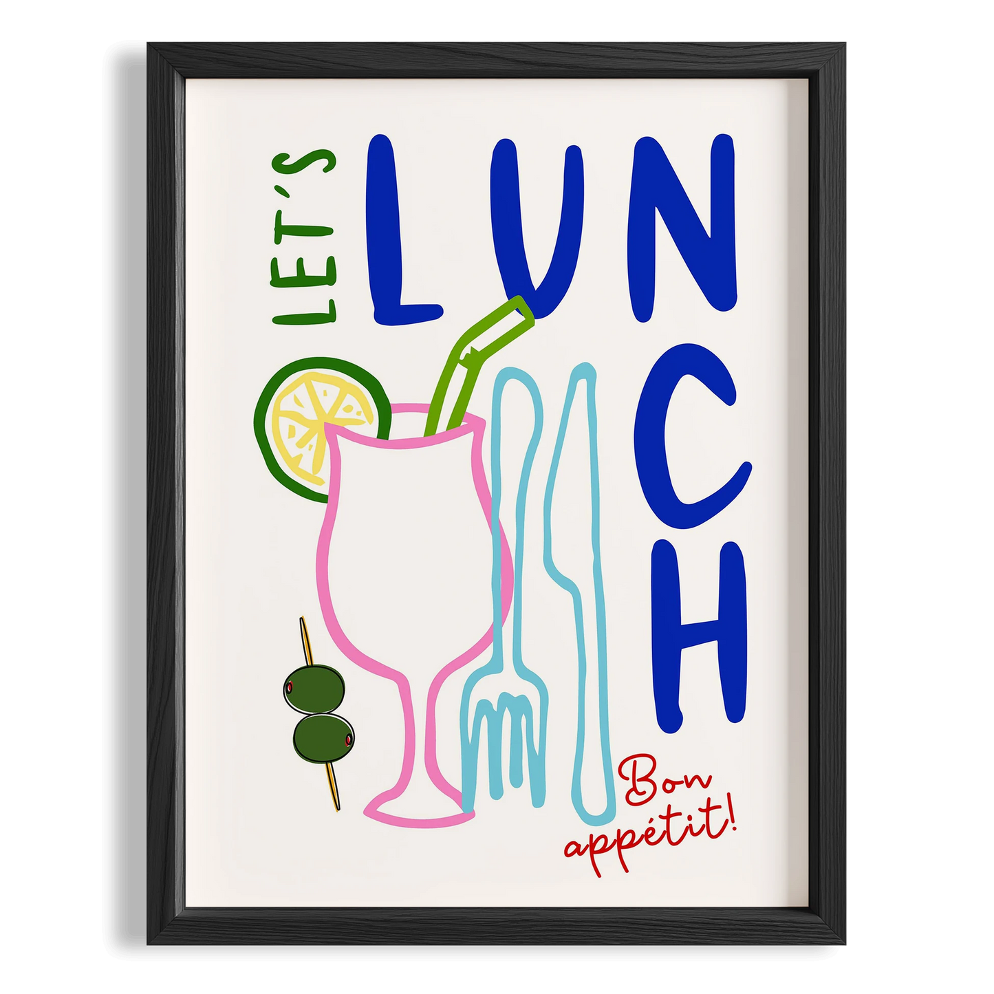 Let's Lunch Tipografi Mutfak Duvar Tablosu