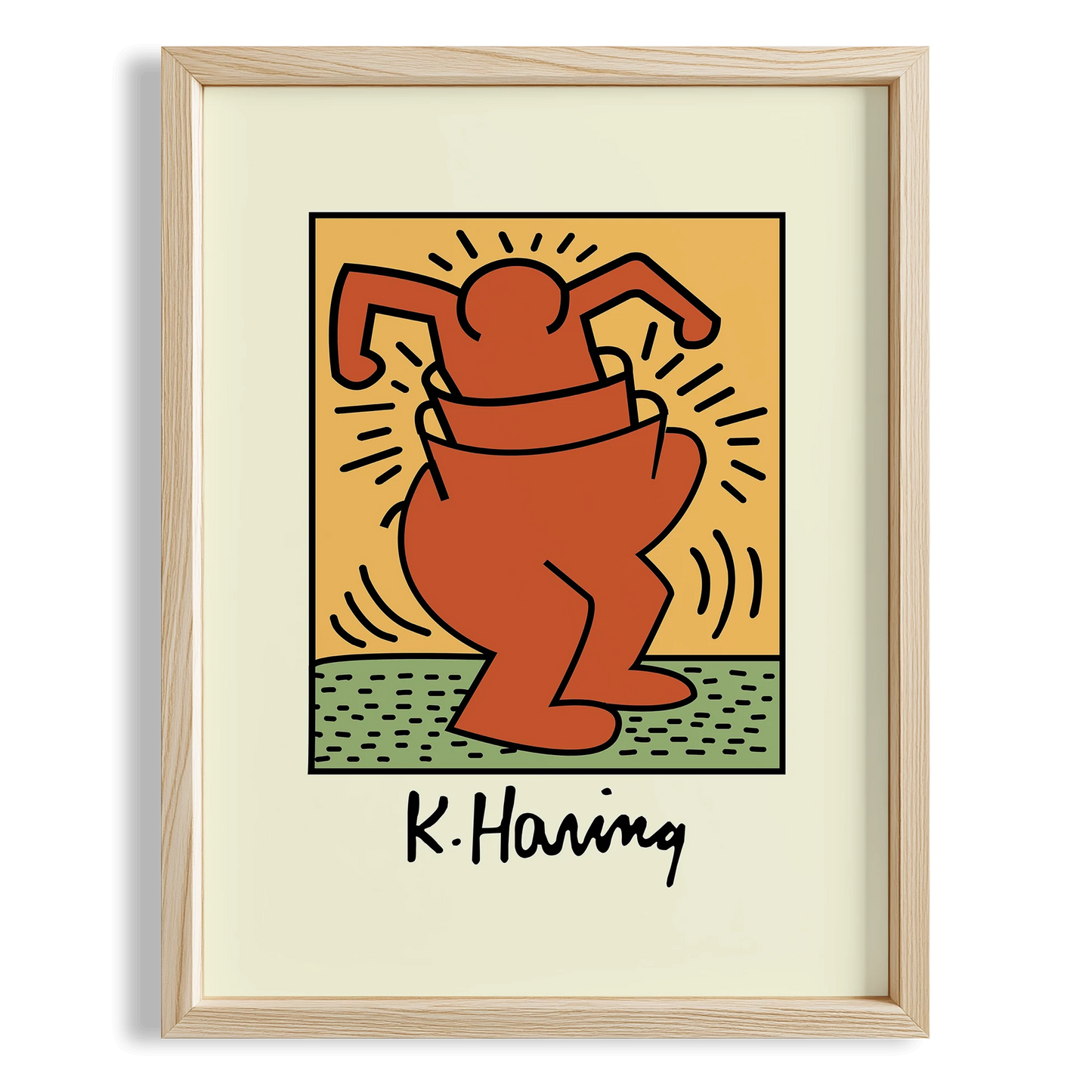 Dans Eden Adam - Keith Haring Ahşap Duvar Tablosu