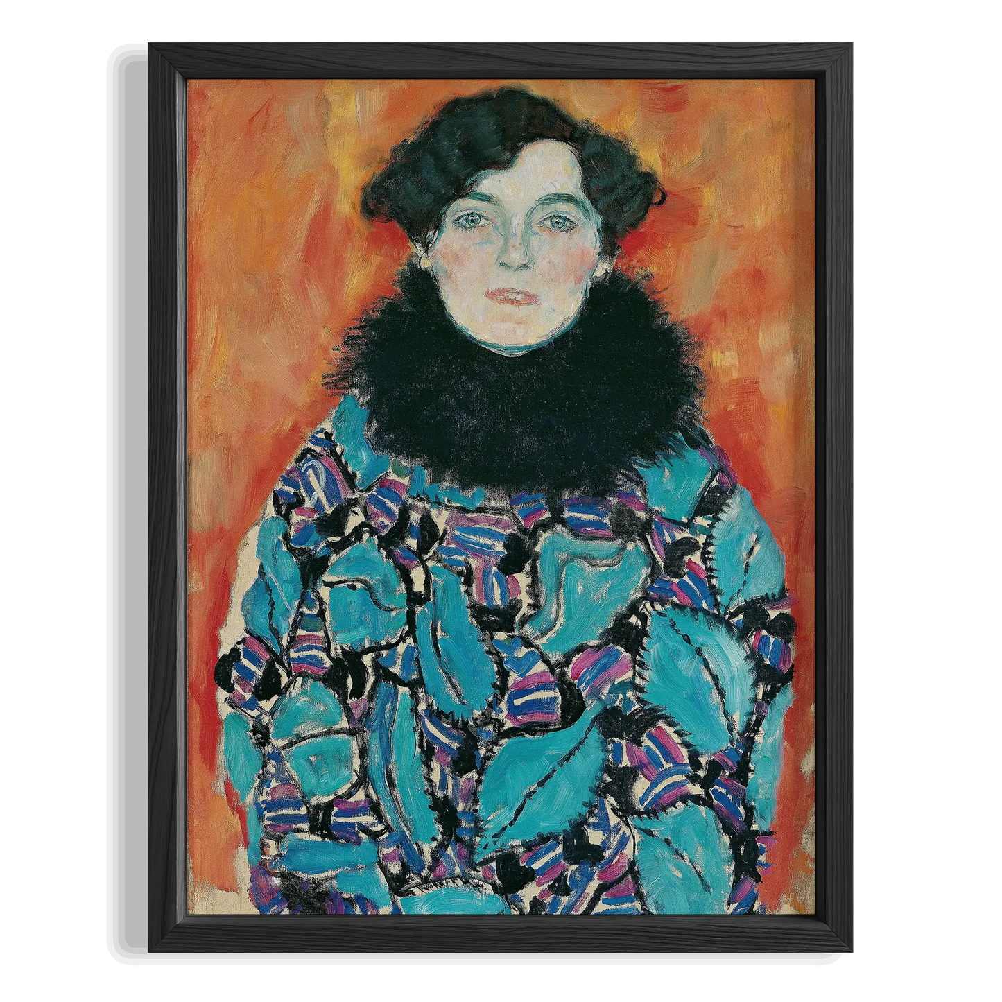 Mavi Elbiseli Kadın - Gustav Klimt Ahşap Duvar Tablosu
