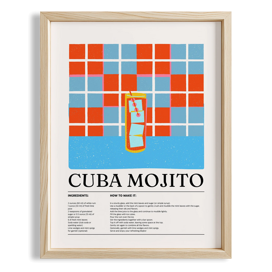 Cuba Mojito Kokteyl Tarifi Mutfak Duvar Tablosu