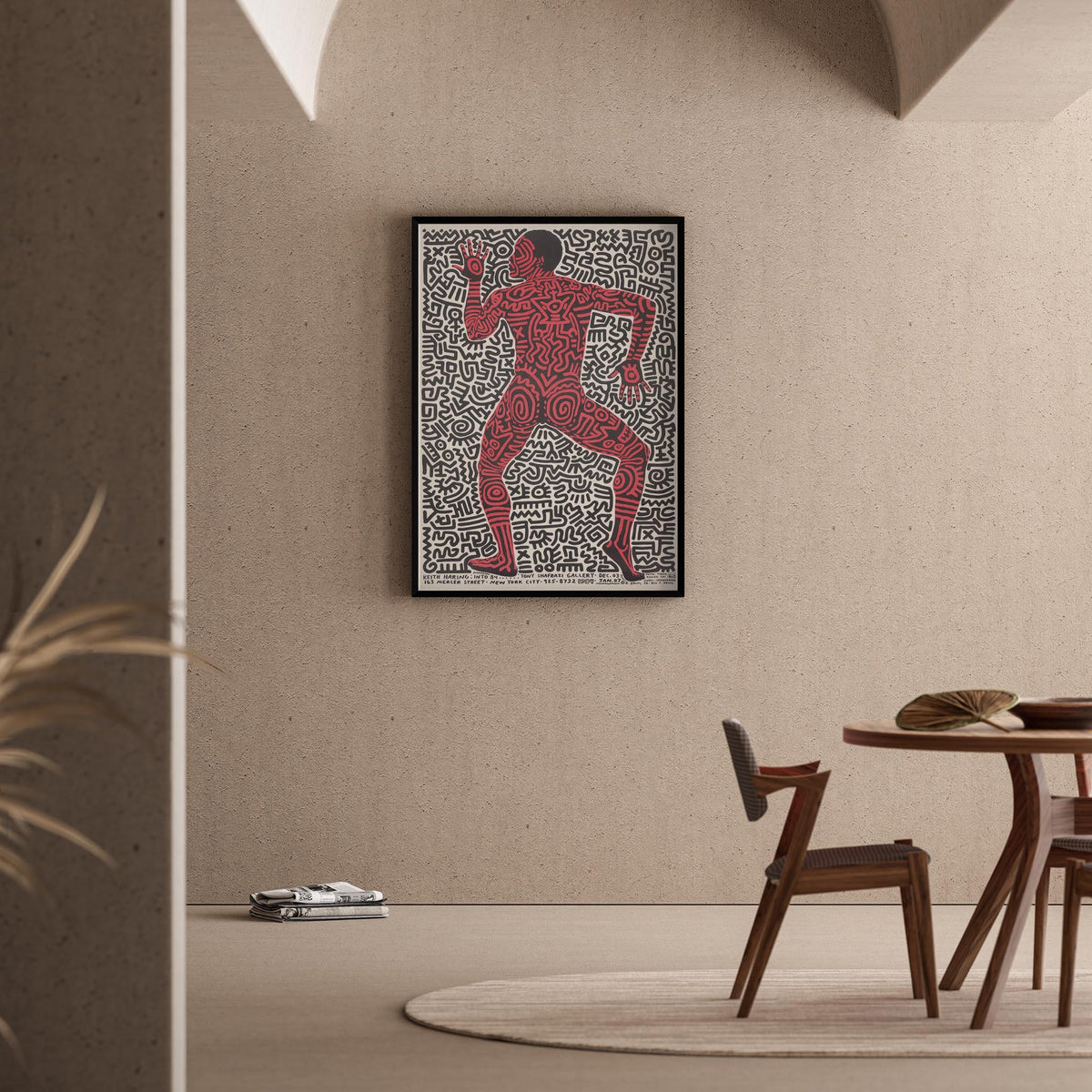 Kırmızı Dansçı - Keith Haring Ahşap Duvar Tablosu