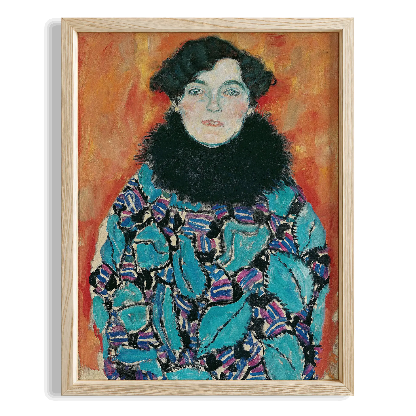 Mavi Elbiseli Kadın - Gustav Klimt Ahşap Duvar Tablosu