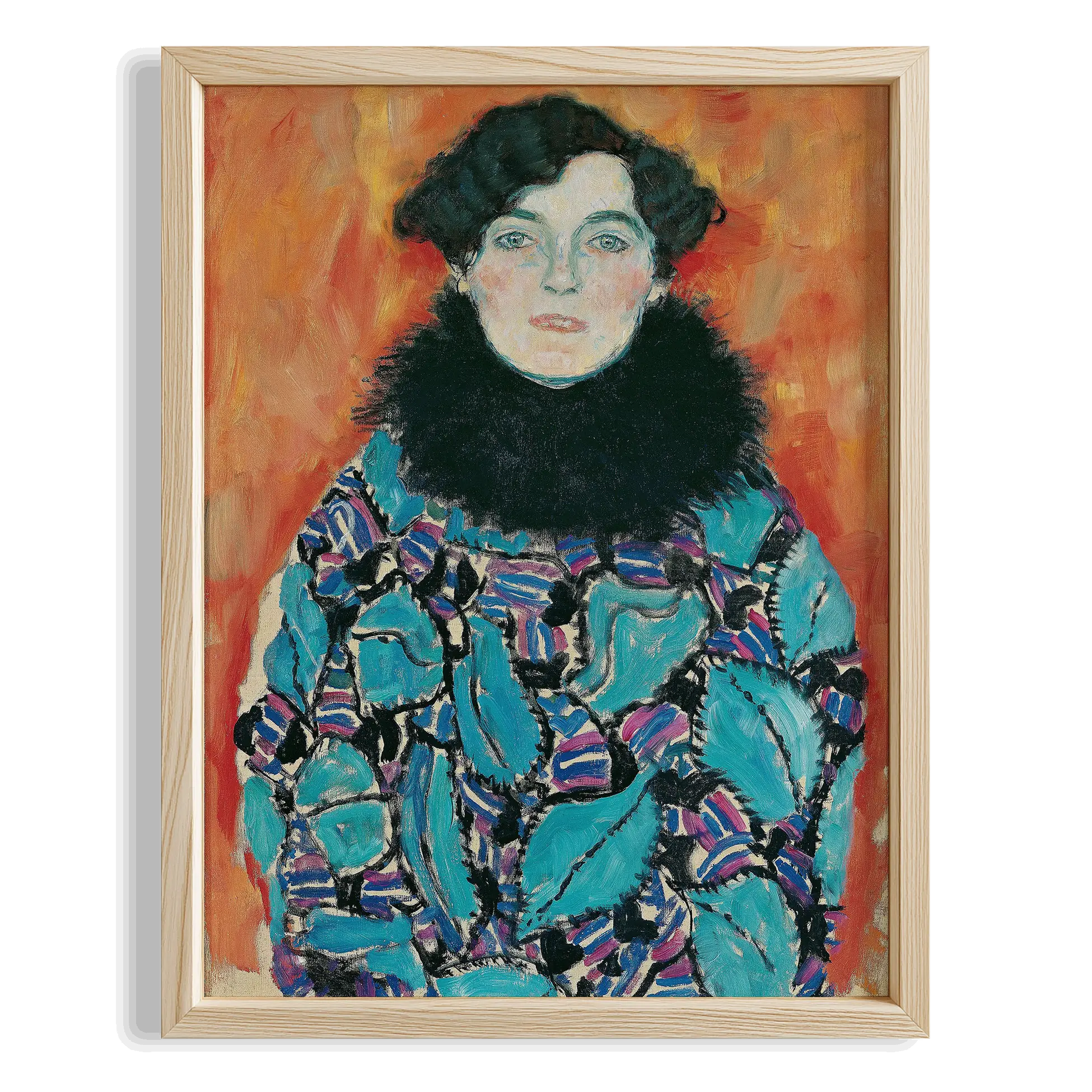 Mavi Elbiseli Kadın - Gustav Klimt Ahşap Duvar Tablosu