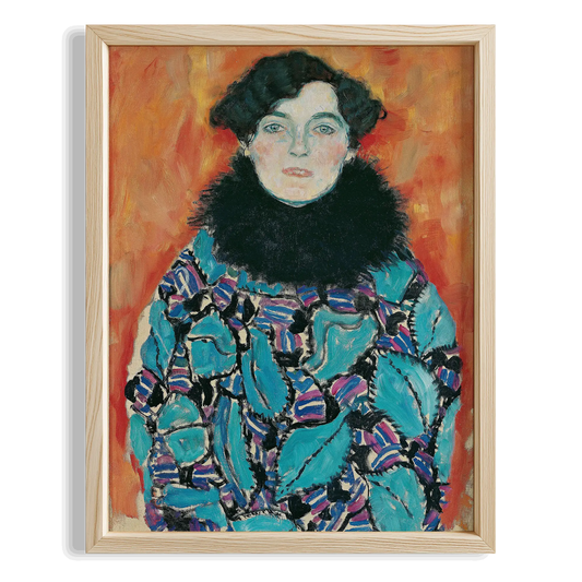 Mavi Elbiseli Kadın - Gustav Klimt Ahşap Duvar Tablosu