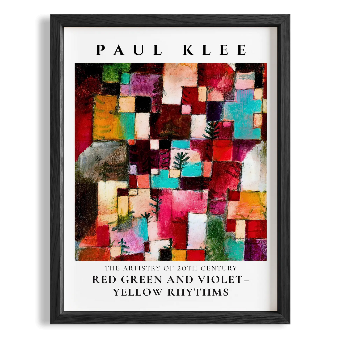 Paul Klee Kırmızı Yeşil Mor-Sarı Ritimler Suluboya I Duvar Tablosu