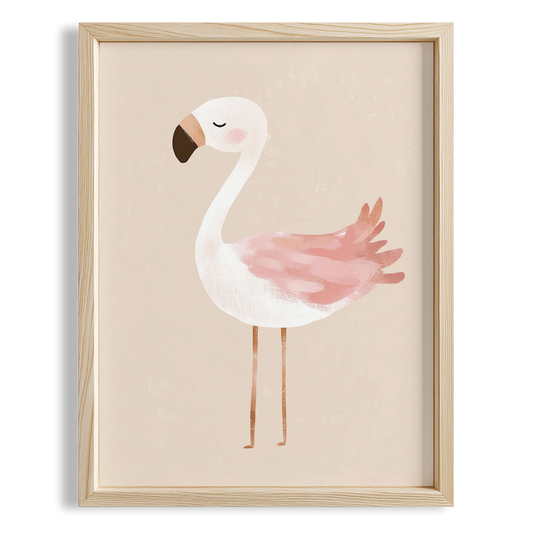 Pembe Flamingo Bohem Kız Çocuk Odası Ahşap Tablo I