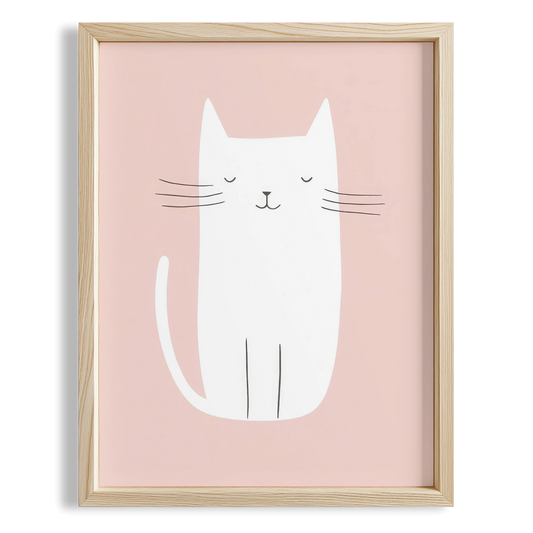 Beyaz Kedi - Pembe Fon