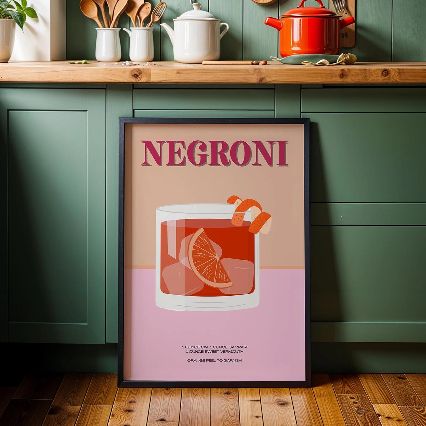 Negroni Kokteyli Mutfak Duvar Tablosu