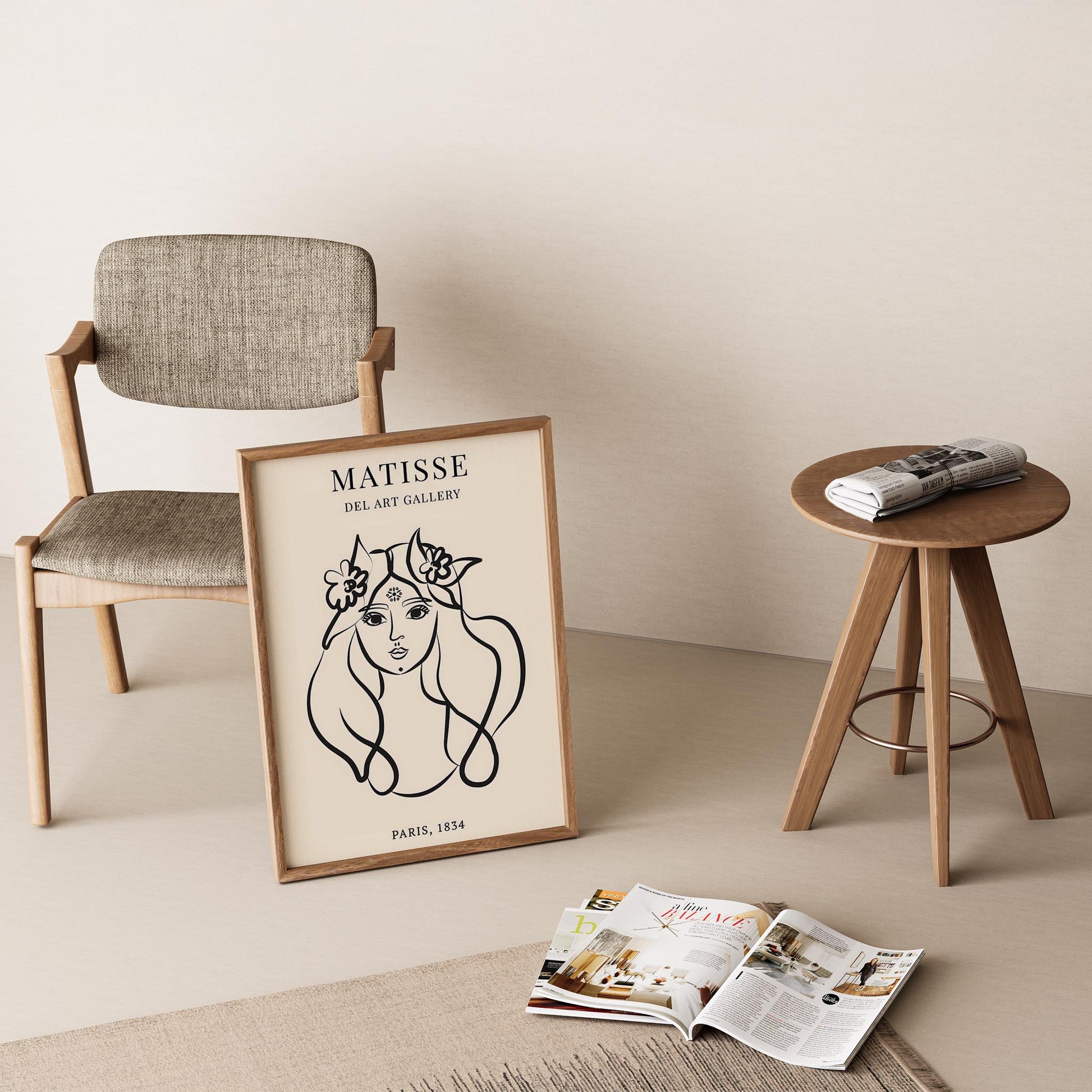 Matisse Kağıt Kesimleri Minimalist Çizgi Sanatı Estetik Kadın Portresi VI Duvar Tablosu