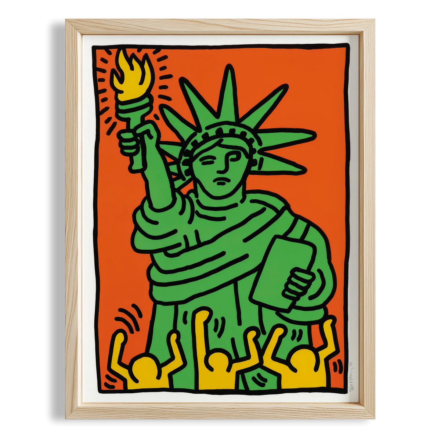 Özgürlük Heykeli - Keith Haring Ahşap Duvar Tablosu