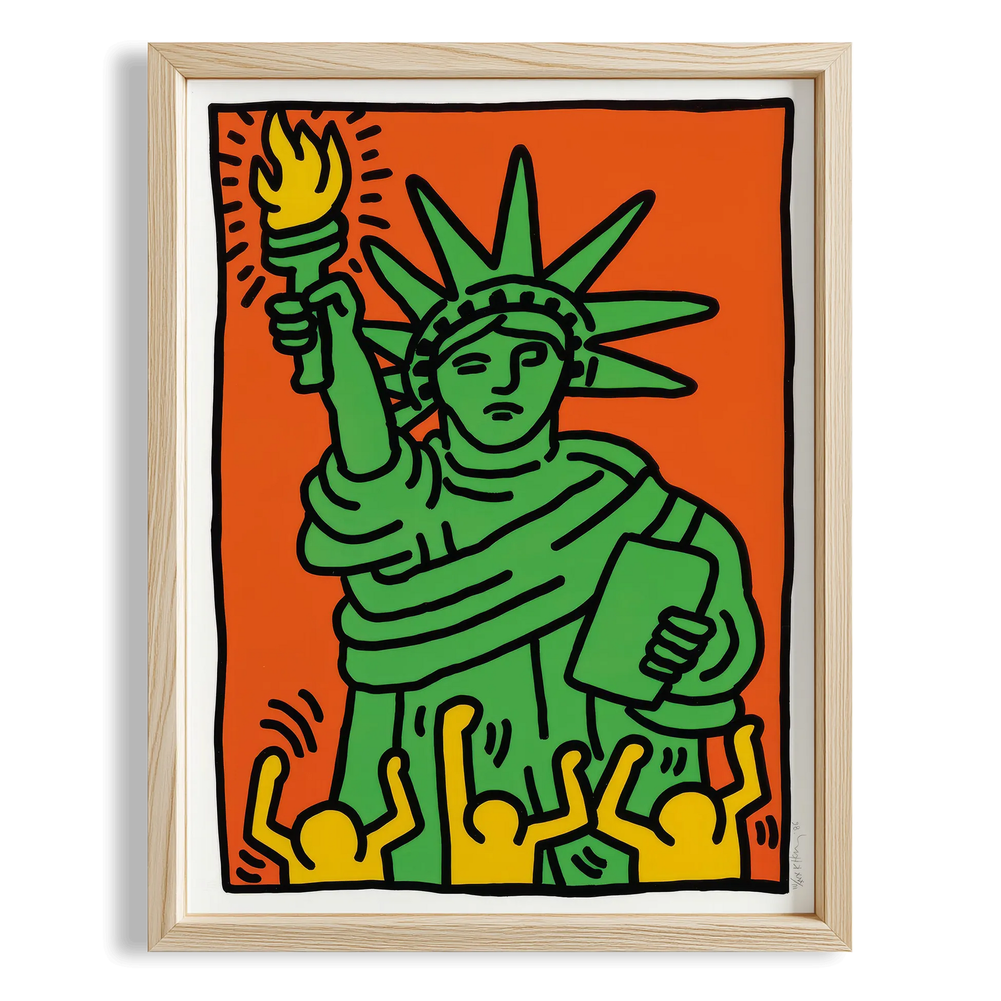 Özgürlük Heykeli - Keith Haring Ahşap Duvar Tablosu