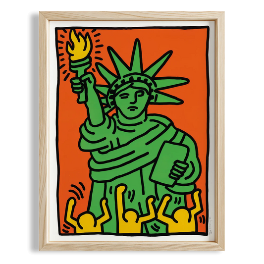 Özgürlük Heykeli - Keith Haring Ahşap Duvar Tablosu