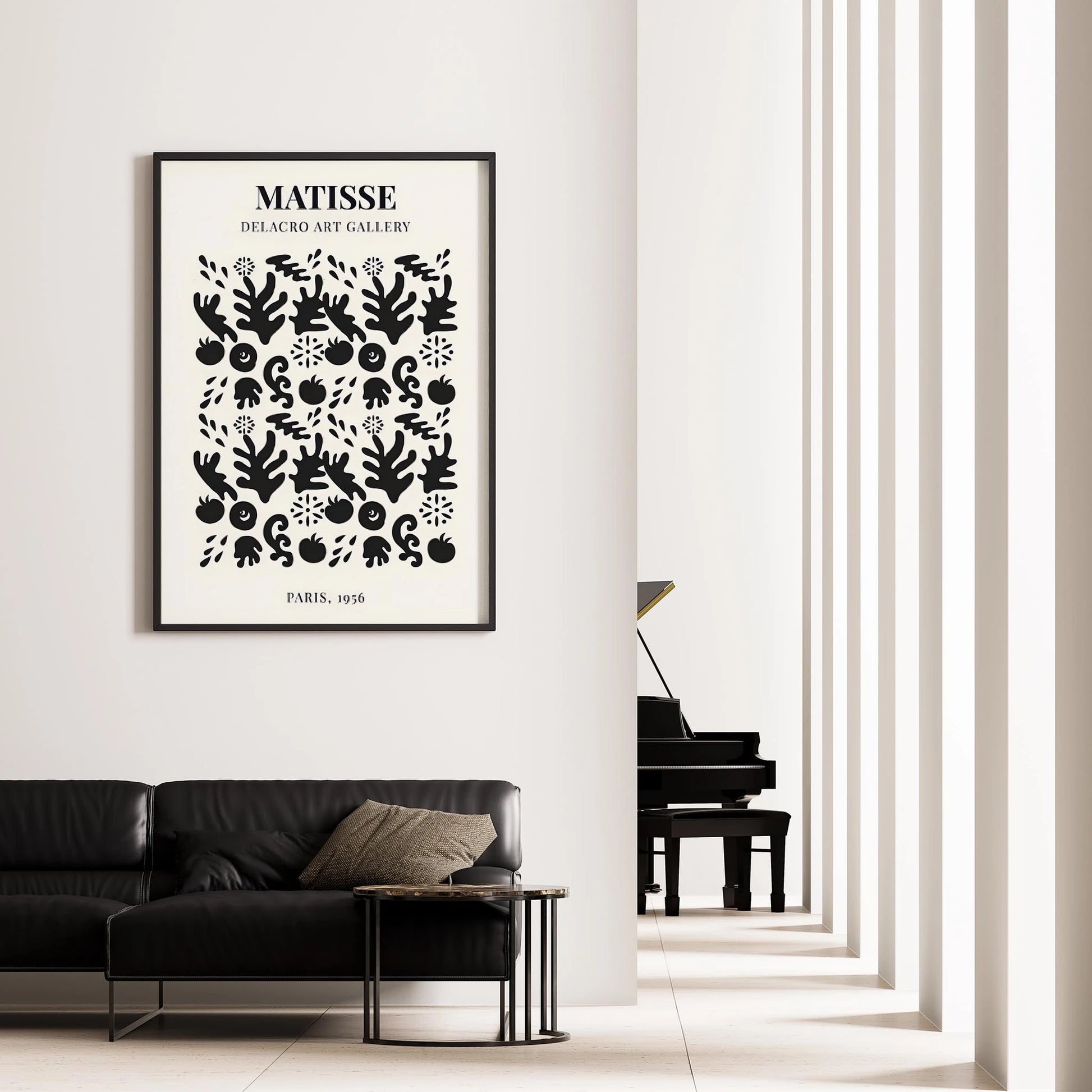 Matisse Kağıt Kesimleri Serisi Siyah Minimalist Soyut Dal Desenleri I Duvar Tablosu