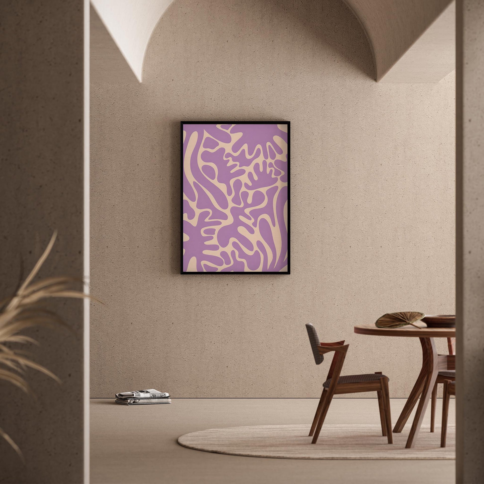 Matisse Kağıt Kesimleri Abstract Serisi Lila Bej Dallar I Duvar Tablosu