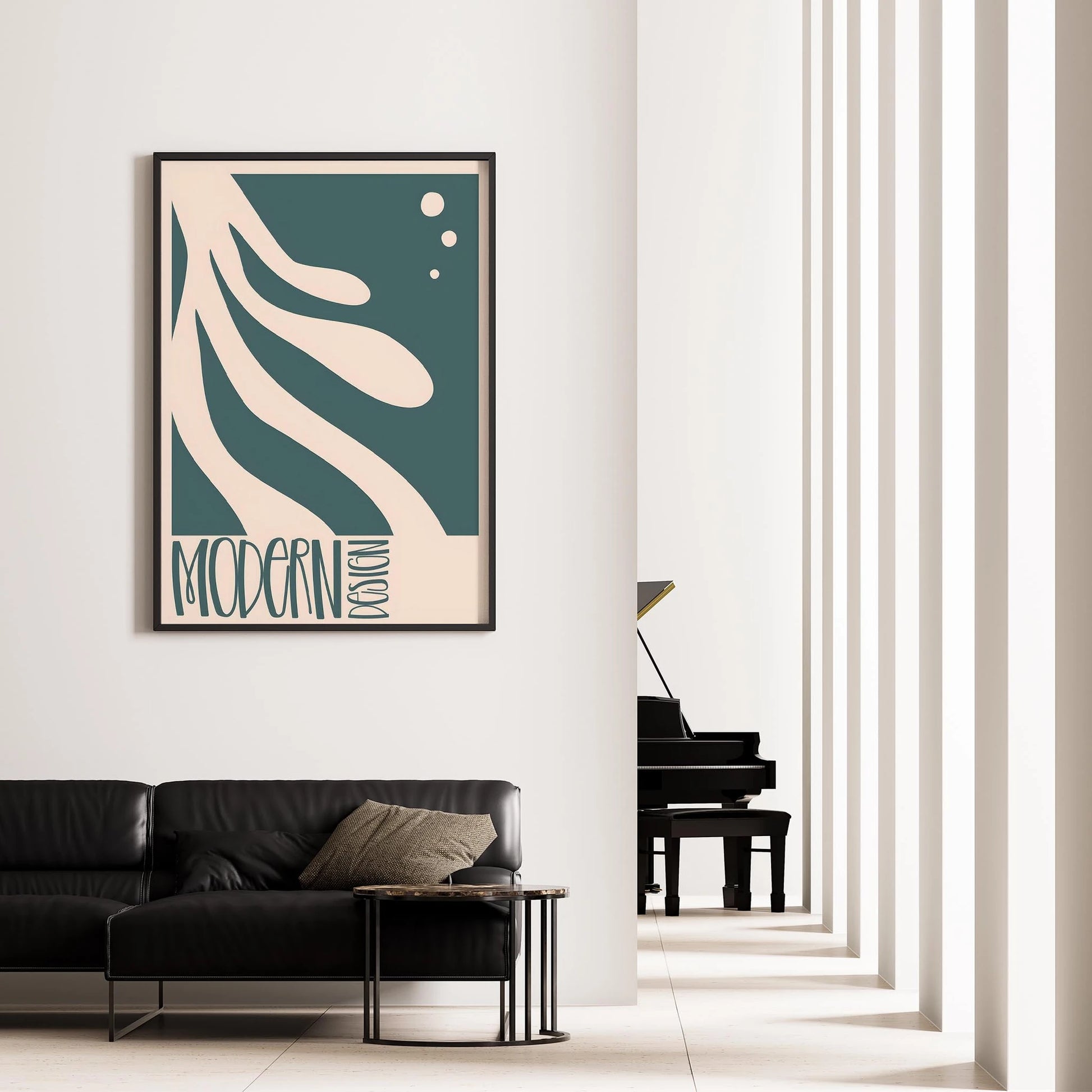 Matisse Kağıt Kesimleri Abstract Serisi Bej Petrol Yeşili Dallar I Duvar Tablosu