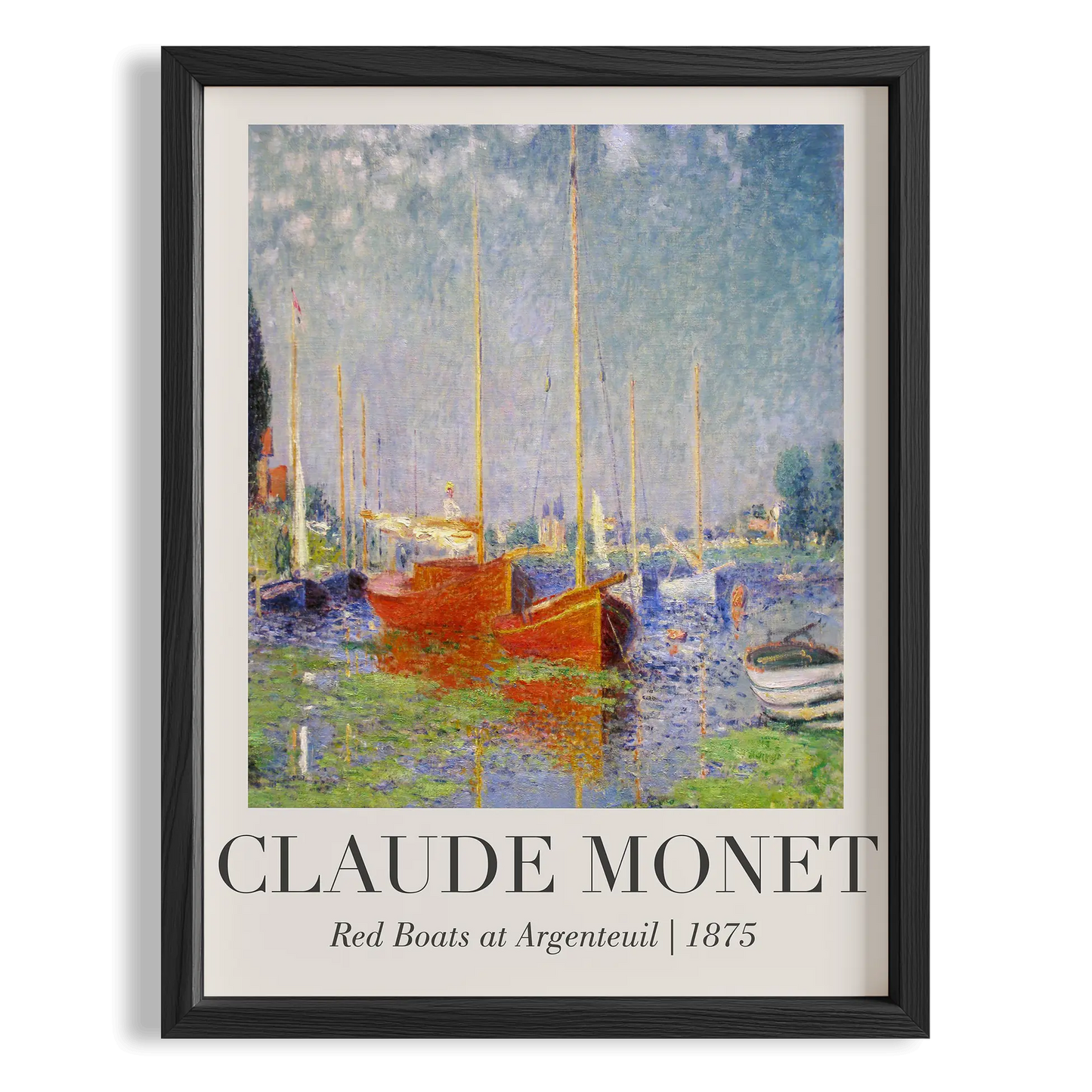 Argenteuil'de Kırmızı Tekneler - Claude Monet Ahşap Duvar Tablosu