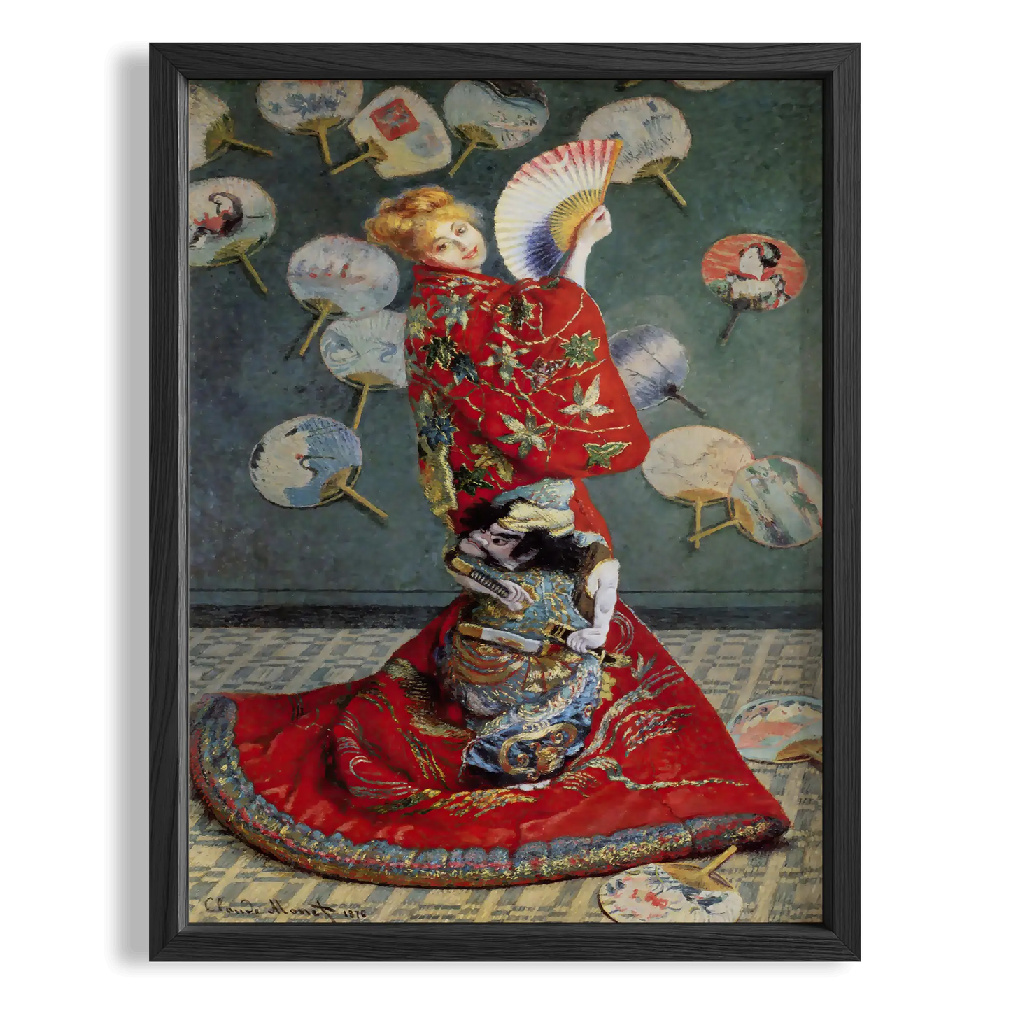 Japon Figürü - Claude Monet Ahşap Duvar Tablosu