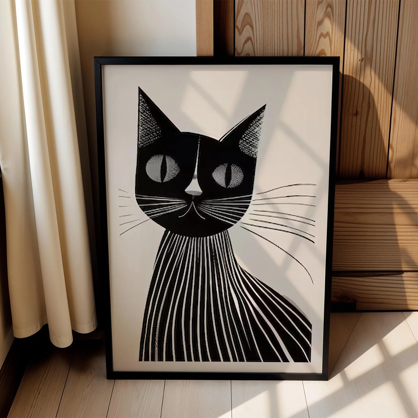 Kedi Portre II - Minimalist Çizgili