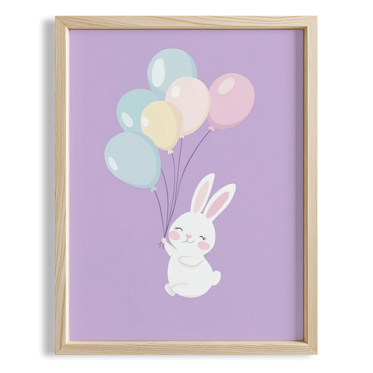 Balonla Uçan Tavşan - Mor Fon