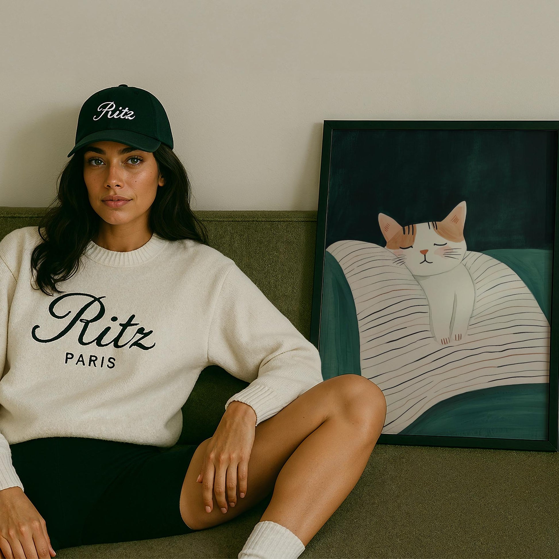 Kedi Portre XII - Minimalist Çizgili