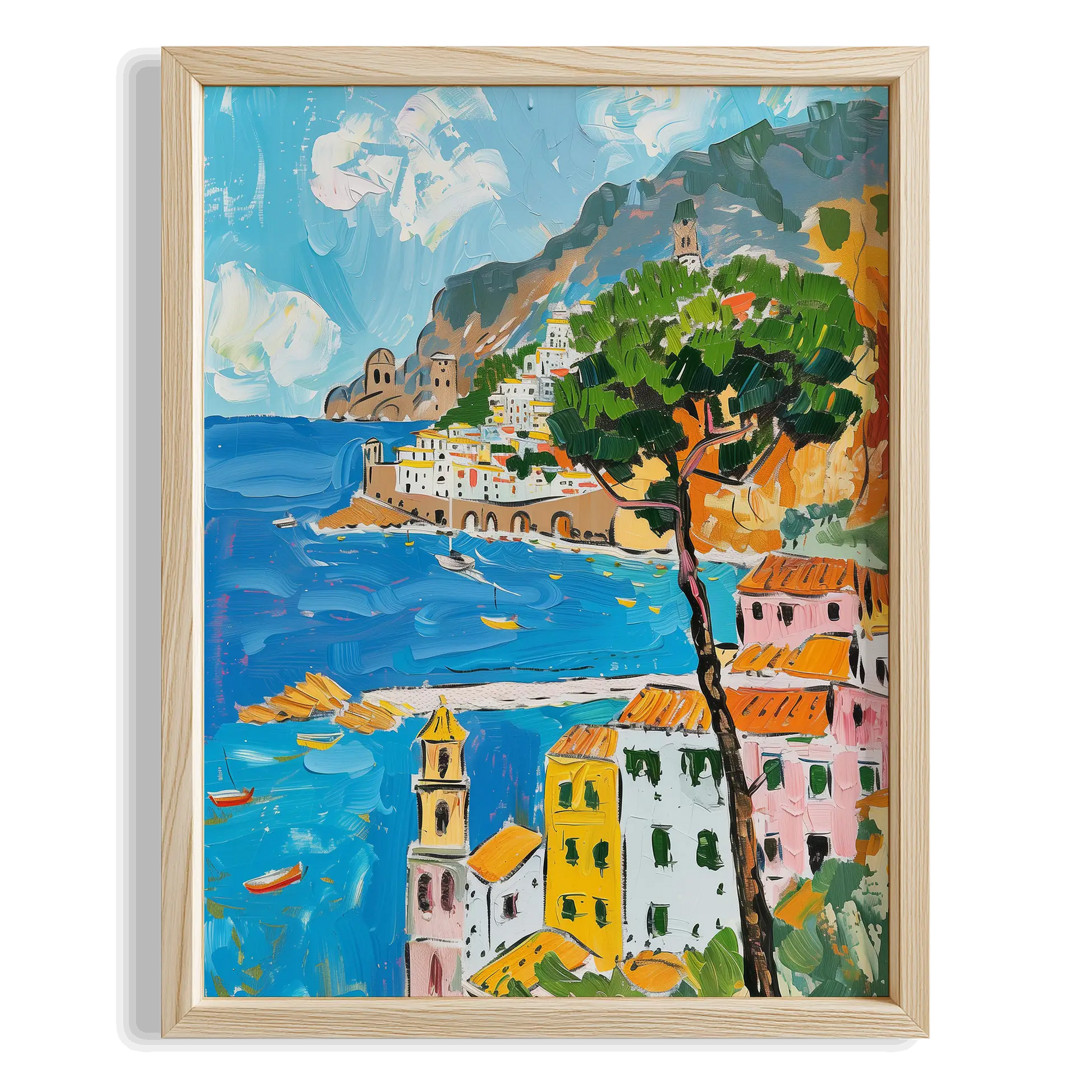 Amalfi Kıyısı Panoramik Manzara İtalya Koleksiyonu Mutfak Duvar Tablosu