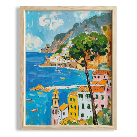 Amalfi Kıyısı Panoramik Manzara İtalya Koleksiyonu Mutfak Duvar Tablosu
