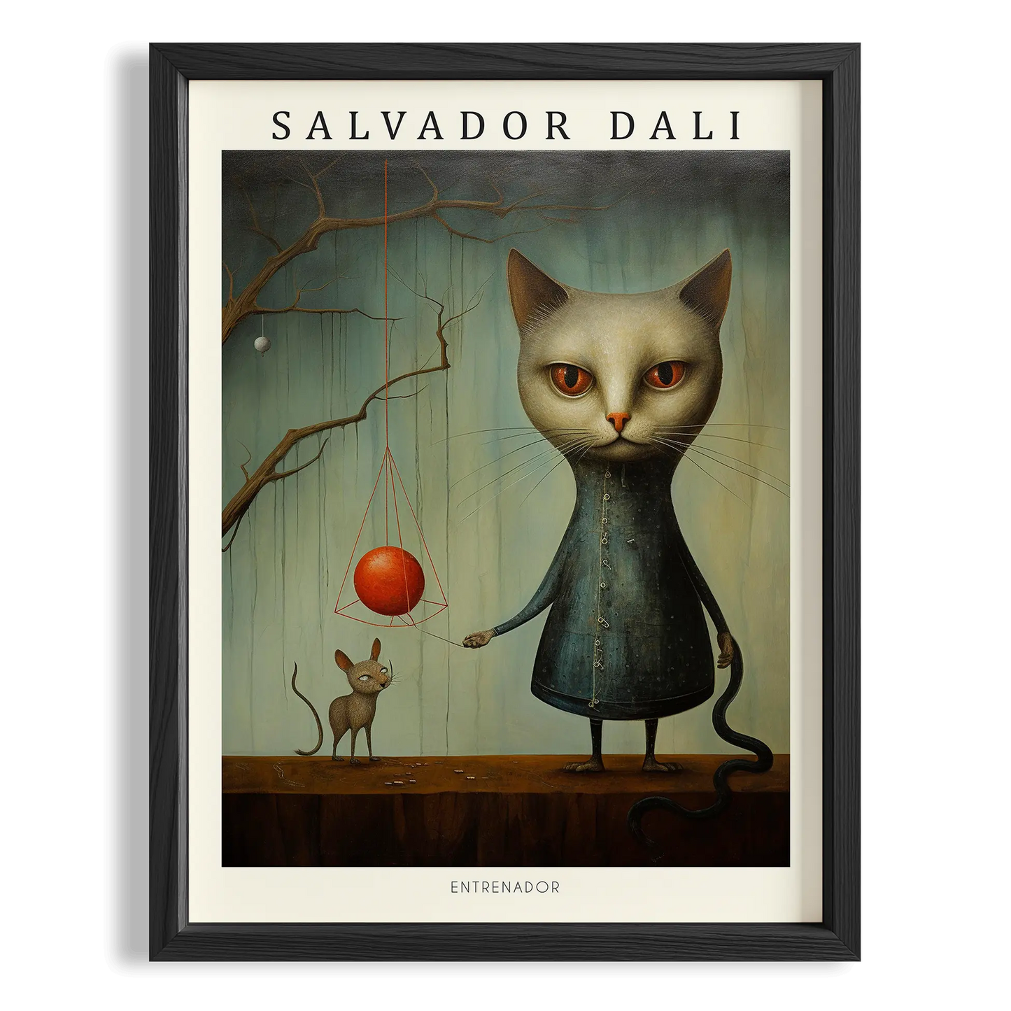 Kedi ve Top - Salvador Dali Ahşap Duvar Tablosu